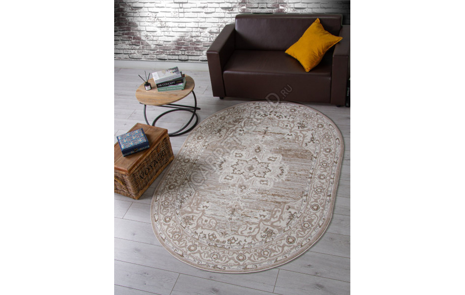 Ковер 04089A - CREAM HB / LIGHT GRI HB - Овал - коллекция NOVA